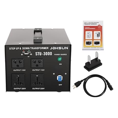 3000W Voltage Converter 110V to 220V (Step Up/Down) Universal Power Transformer with USB Port, 3 Output Sockets for Travel, Home & Industrial Use