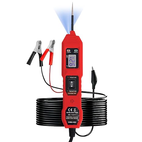 Power Circuit Probe Tester, 6V-24V DC Automotive Car Electric Fuse & Voltage Tester with LED Test Light, HD LCD Readout, Overload Protection, Short Circuit Finder with 14.7FT Cable