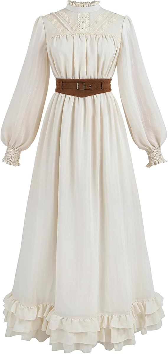 Victorian Dress for Women 1800s Long Sleeve Edwardian Dress with Corset Renaissance Costume