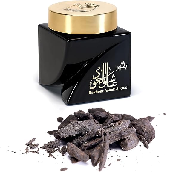 Almas Perfumes Bakhoor Incense Ashek- al.Oud - 30G of Authentic Arabic Wood Chip Bakhoor Incense -Aroma Lasts All Day Long - Perfect for Prayer, Namaaz, Ceremony, Meditation