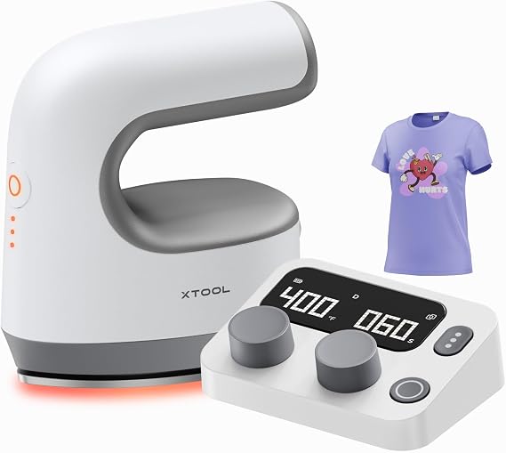 xTool Mini Heat Press Machine with Wireless Control Pod | Ultra Light Portable Small Heat Press Machine for T-Shirts Shoes Hats, 4 Custom Presets & Fast Heating Mini Iron