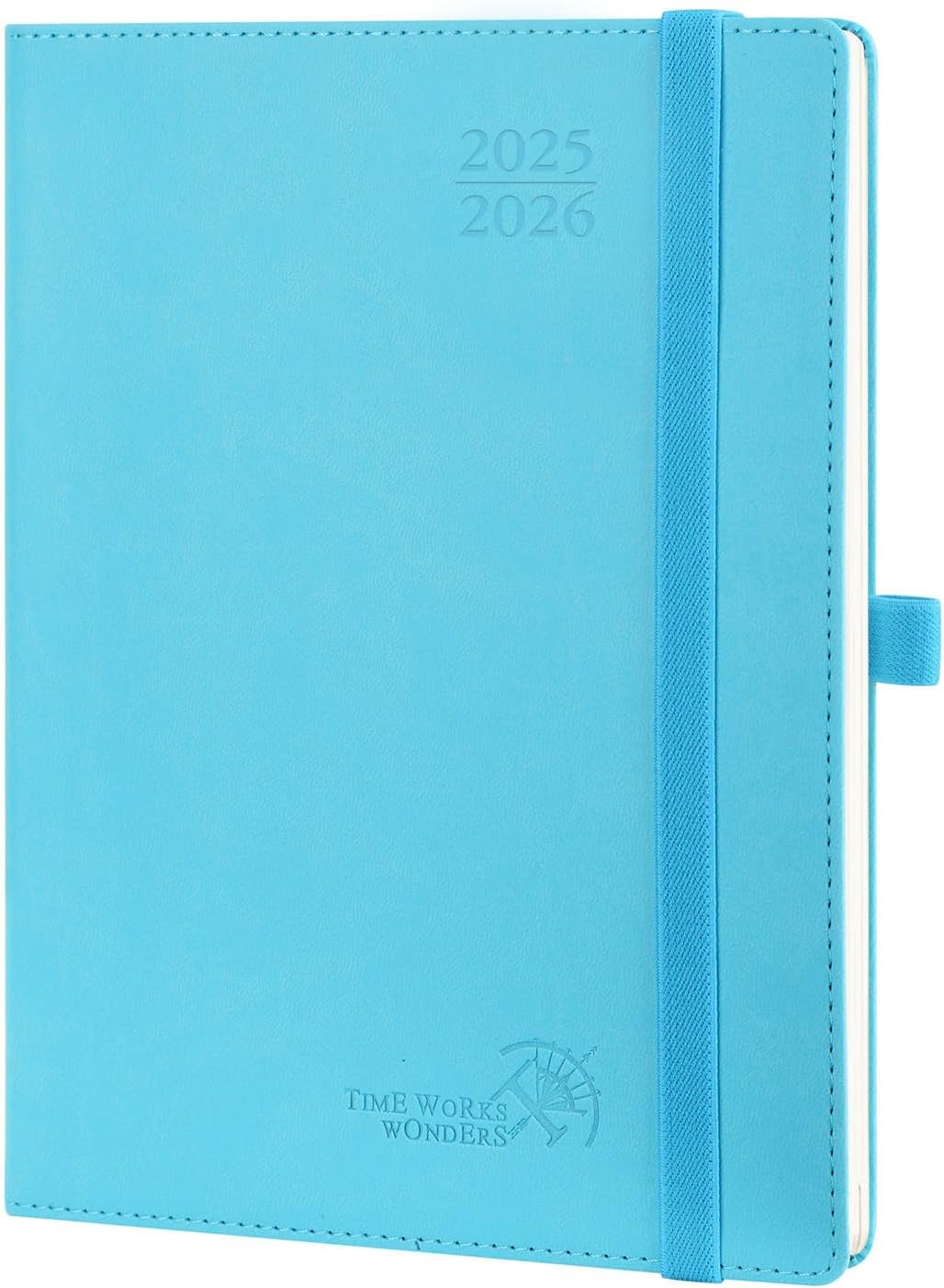 POPRUN Planner 2025-2026 Medium - 6.5 x 8.5 Academic Weekly Calendar July 2025 - June 2026 with Hourly Time Slots, Monthly Tabs, 100GSM Thick Papers, Leather Soft Cover - Blue Green