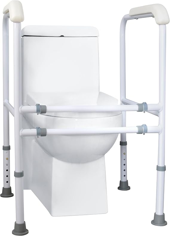 Toilet Safety Rails, Foldable & Adjustable Stability Frame for All Users, Fits Any Toilets (300 LB)