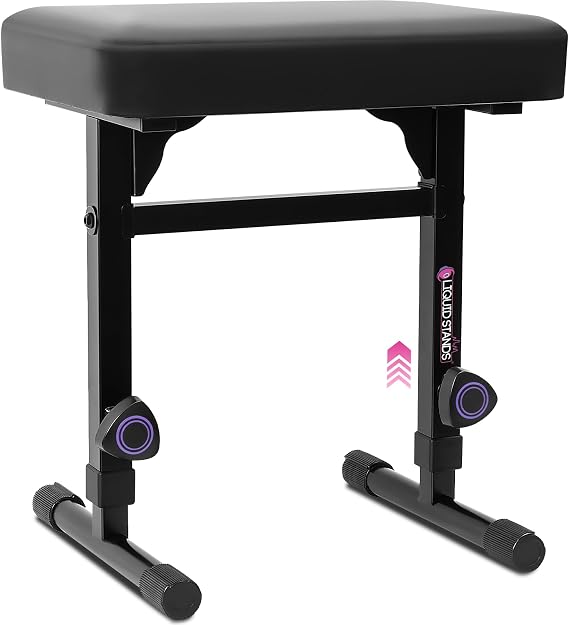 Liquid Stands Piano Bench Adjustable Stool Music Keyboard Bench Seat for Piano Keyboard Stand with Black Padded Cushion for Musicians Piano Stool Chair (PU Leather)