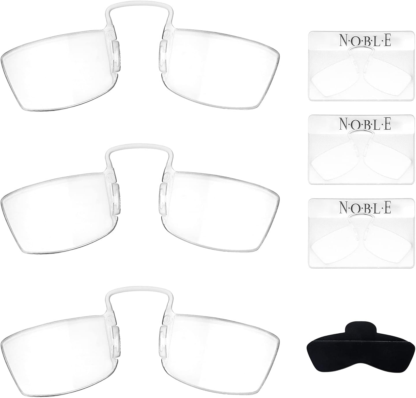 Noble Small Reading Glasses 3 Pack - Rimless Readers with 3 Wallet Credit Card Holders and 1 Cell Phone Case