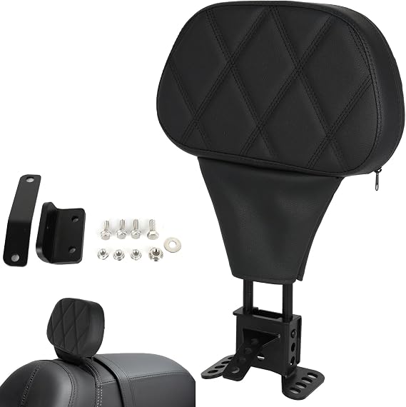 Motorcycle Adjustable Driver Rider Backrest Fits for Harley Davidson Touring Street Glide Road Glide Road King Ultra Limited Electra, Stitch Backrest Pad Black 2009-2025 Black Style A