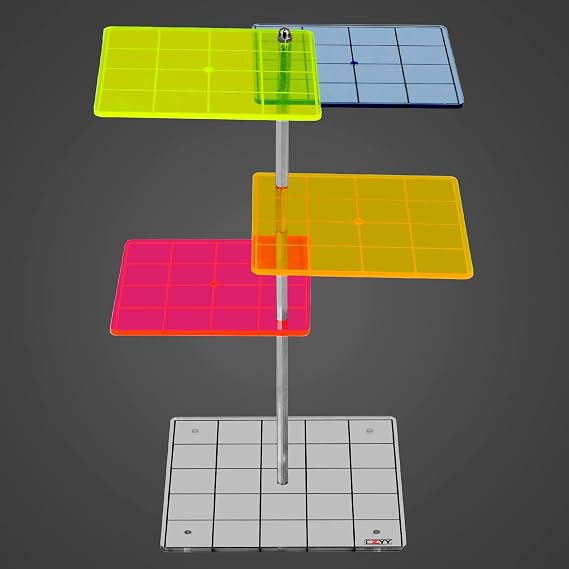 CZYY DND Combat Risers, Adjustable Acrylic Miniature Flight Stand | Adjustable Heights for Aerial, Wall & Underwater Combat, 4 Colored Platforms, Interchangeable Metal Rods, For Tabletop RPG