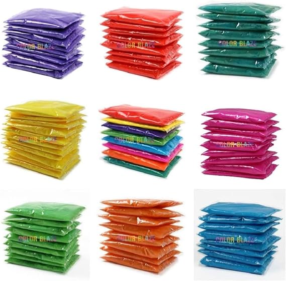 Color Blaze Holi Color Run Powder Packets - 8 Mixed Colors x 75g - 120 Pack