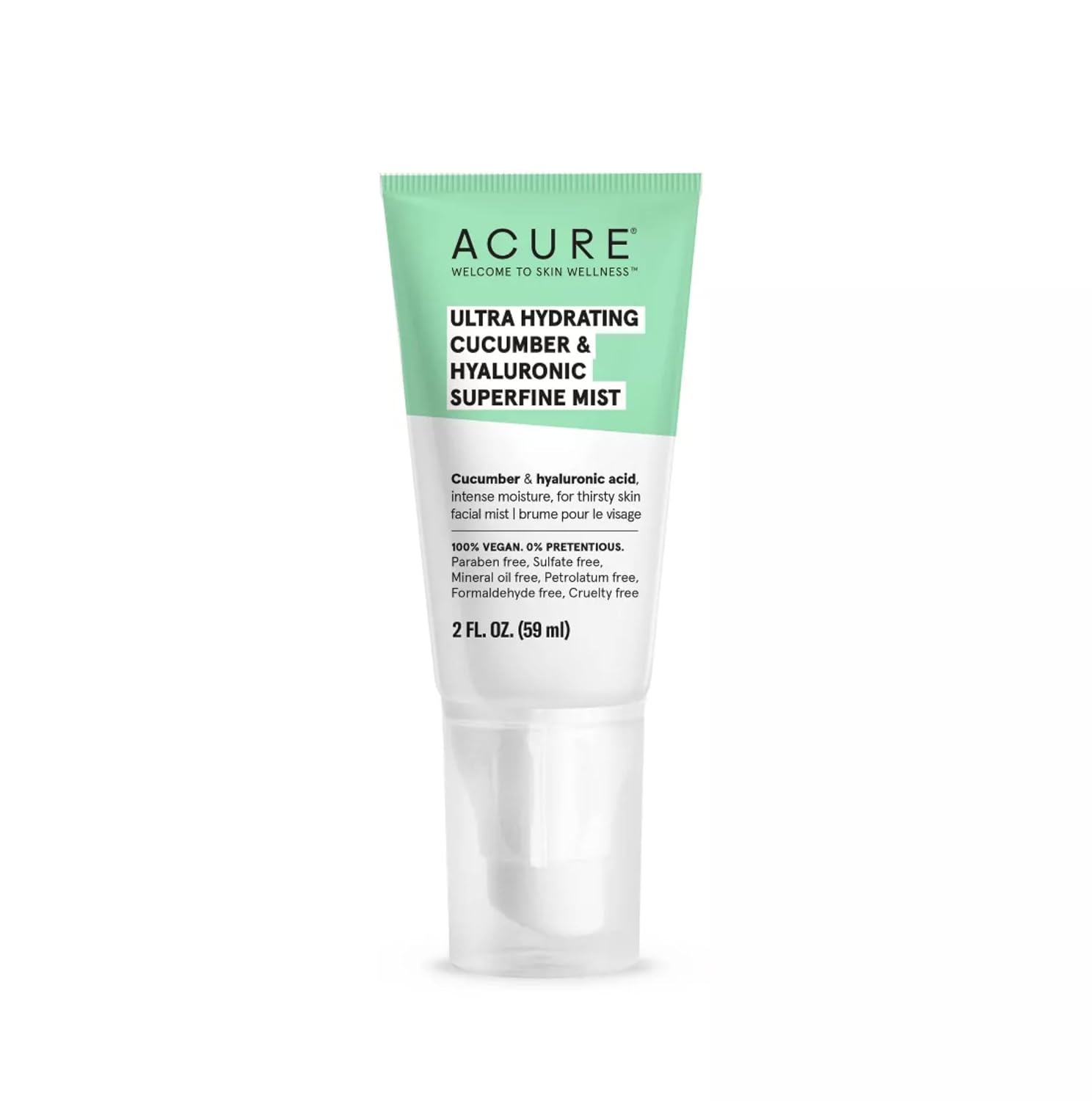 Acure Ultra Hydrating Cucumber & Hyaluronic Superfine Mist - Replenish Skins Moisture - Enriched with Cucumber & Hyaluronic Acid - Vegan and Cruelty-Free Formula - No Parabens or Sulfates - 2 Fl Oz