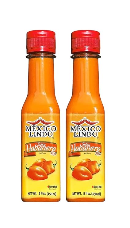 Al Amin Foods Mexico Lindo Salsas Castillo Red Habanera Extra Hot 2 Bottles 5 fl.oz (150ml)