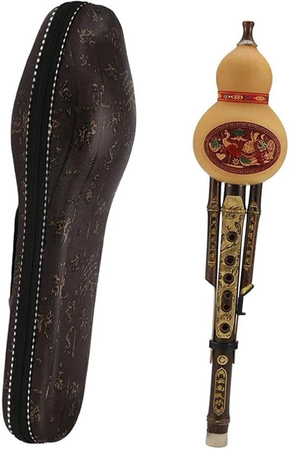 Handmade Bamboo Hulusi Gourd Cucurbit Flute Ethnic Musical Instrument C Key With Case For Beginner Music Lovers Professional Hulusi