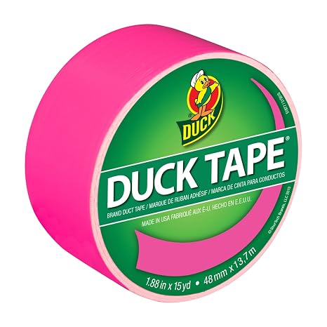 Duck Brand 1265016 Color Duct Tape, Neon Pink, 1.88 Inches x 15 Yards, Single Roll