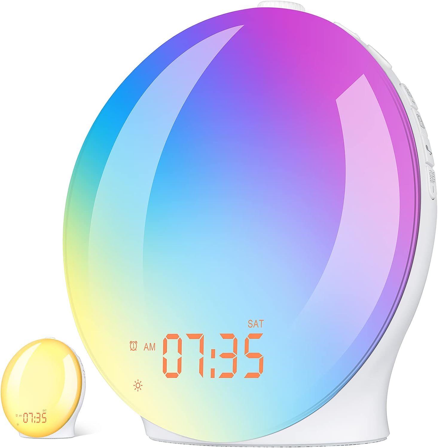 LITALARM Sunrise Alarm Clocks,Wake Up Light Fullscreen with SunriseSunset Simulation Dual Alarms Bedside Night Lamp Snooze Function FM Radio 8 Natural Sound 14 Light Modes Daylight Alarm Clock