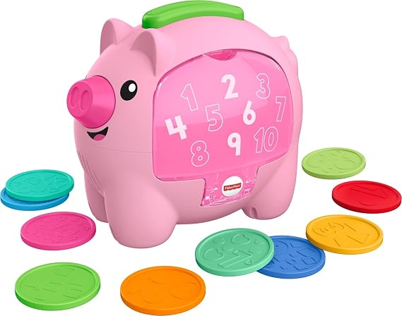 Fisher-Price Baby Musical Toy Laugh & Learn Count & Rumble Piggy Bank with Songs & Motion for Infants & Toddlers Ages 6+ Months