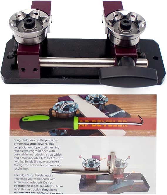 Aitoserlea Leather Edge Strap Beveler Desktop Leather Edge Trimmer Leather Belt Side Trimming Peeling Machine DIY Edge Strap Edger