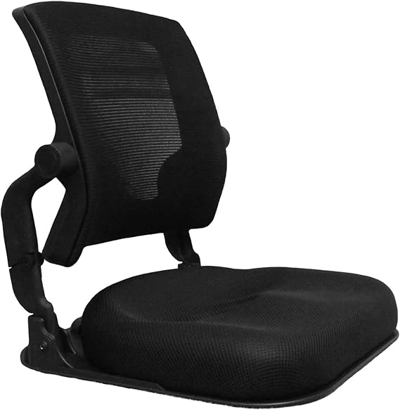 Patented Floor Chair with Back Support - Foldable Orthopedic Floor Chair for Adults/Children - Japanese Legless Seat for Meditation, TV, Pelvic Adjustment - Recliner with Back Support (Black)