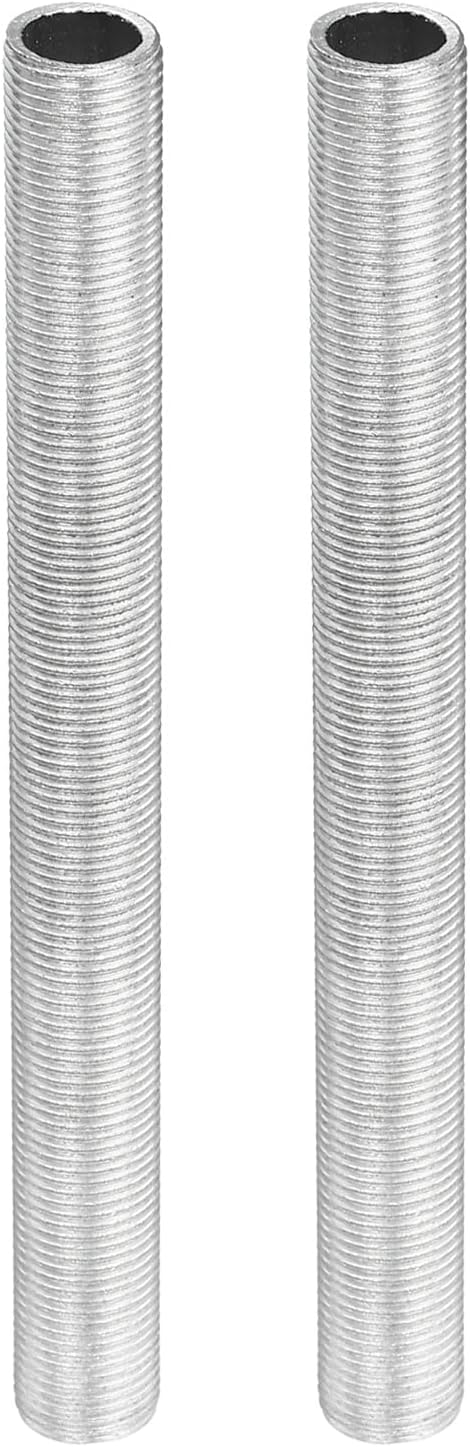YOKIVE 2 Pack Lamp Pipe Nipple, 12cm Length M12 Thread 1mm Pitch Zinc Plated Hollow Pipe Lamp Repair Parts, Great for Light Fittings