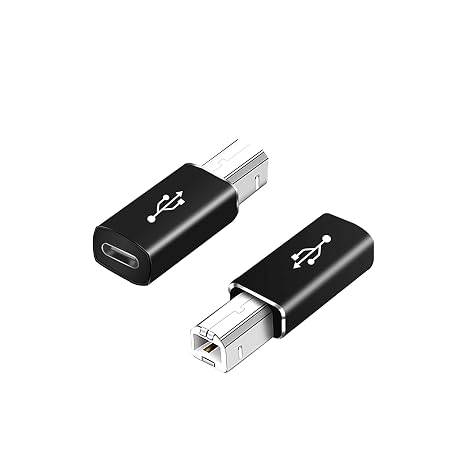 BOLS USB C Female to MIDI Adapter, USB C to USB B Adapter (2packs), Compatible with Printers, MIDI, Electric Pianos, Synthesizers and More Type-C Devices/laptops, etc. (Black)...