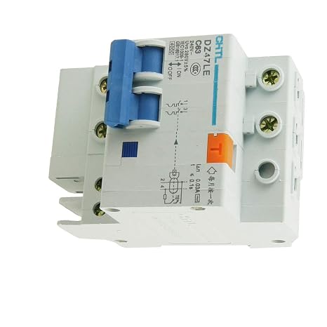 Aexit DZ47LE C63 Circuit Breakers 63A 240A Rated Current 2 Pole ELCB Earth Leakage Miniature Circuit Breakers Circuit Breaker