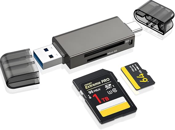 SD Card Reader, 3.0 Micro SD Card Reader & USB C Card Reader OTG SD Adapter Memory Card Reader for SD/Micro SD/SDHC/SDXC/MMC, Compatible with MacBook Pro/Air, Chromebook, iPhone 16/15 Plus Pro Max etc
