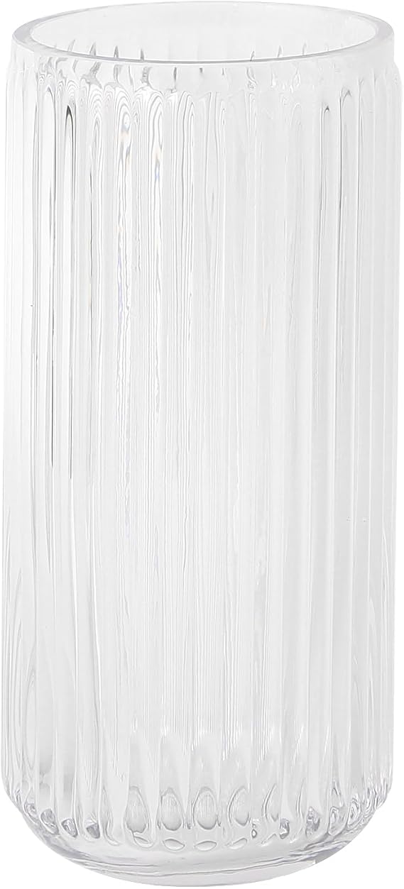 Ribbed Glass Vase Flower Vases for Bouquet Clear Glass Vases for Flowers Modern Ribbed Vase for Coffee Table Living Room Bedroom Dining Table Office Wedding 20cm
