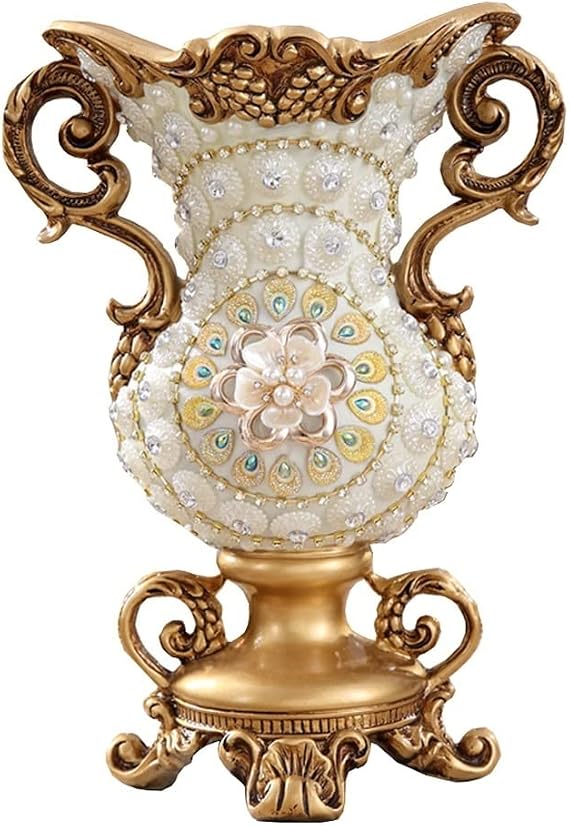 Elegant Large Flower Vases Table Centerpiece for Kitchen Dining Living Room Home Decor, European RetroTall Big Resin Flowers Chinese Vases for Bedroom Decorations, 11.81in8.26in