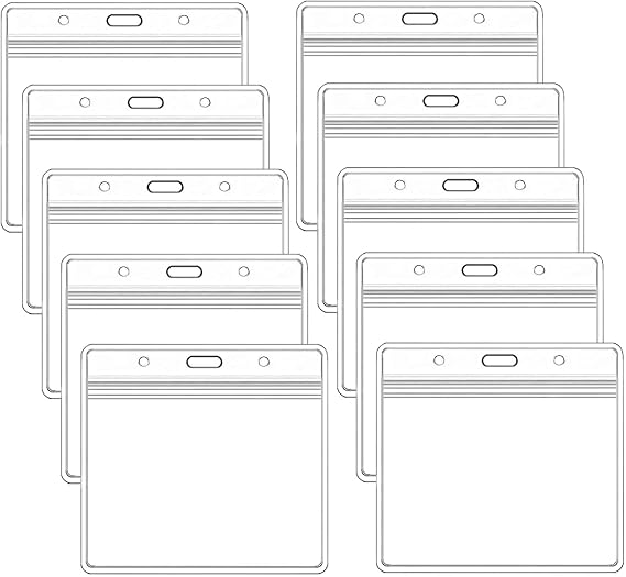 10 Pack Badge Holder ID Card Holder,Waterproof Name Badge Holders, Clear Horizontal Card Badge Holder (3.5x2.4 Inch)