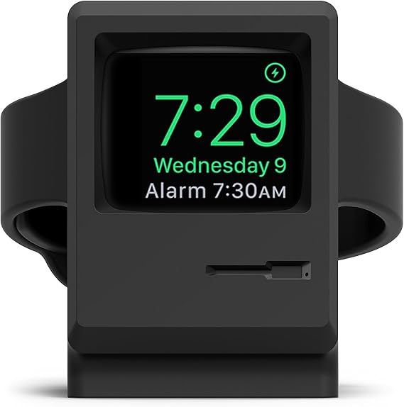 elago W3 Stand for Apple Watch Series 11/10/9/8/7/6/5/4/3/2/1/SE3/SE2/SE1 | Compatible with Apple Watch Charger Stand, Nightstand Mode, Retro Design, Nostalgia, Stylish, Original Design Awards (Black)