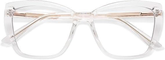 AMOMOMA Trendy TR90 Oversized Blue Light Reading Glasses Women,Stylish Square Cat Eye Glasses AM6031