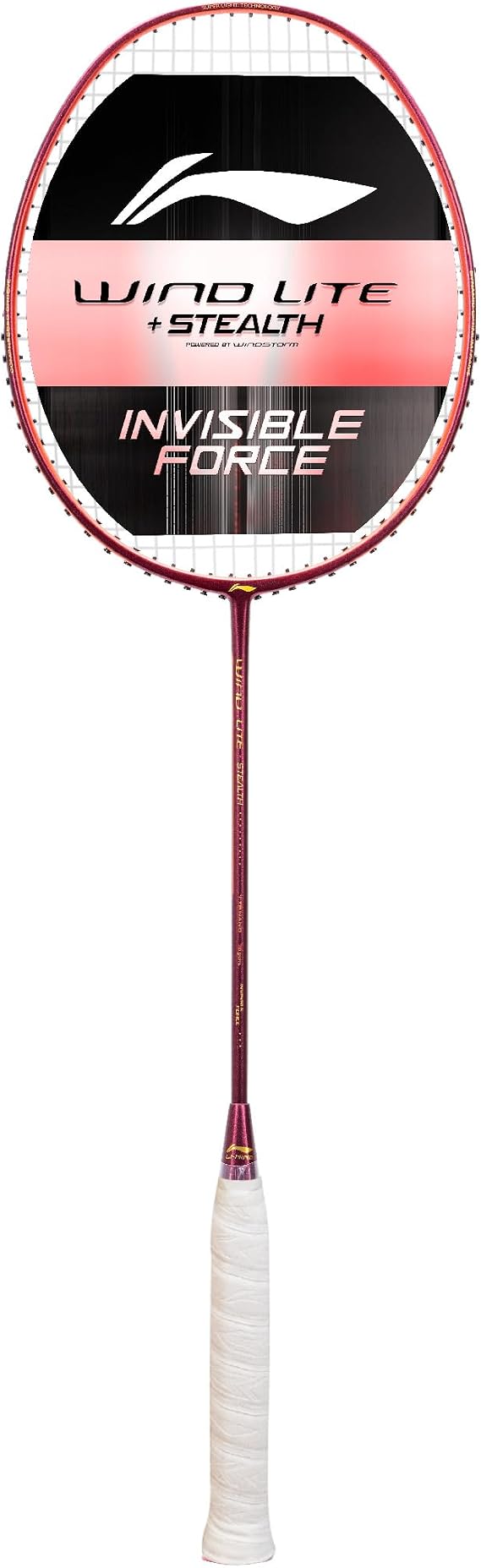 Li-Ning Wind Lite Stealth Carbon Fibre Strung(Wine / Orange Red) Racket With Free Full Cover