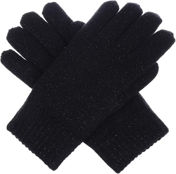 BSB Womens Toasty Warm Plush Fleece Lined Knit Winter Gloves 724BLACK
