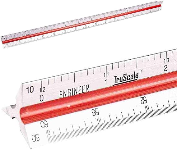 Triangular Engineering Scale Aluminum Ruler - Architects and Engineers, 12" | Students