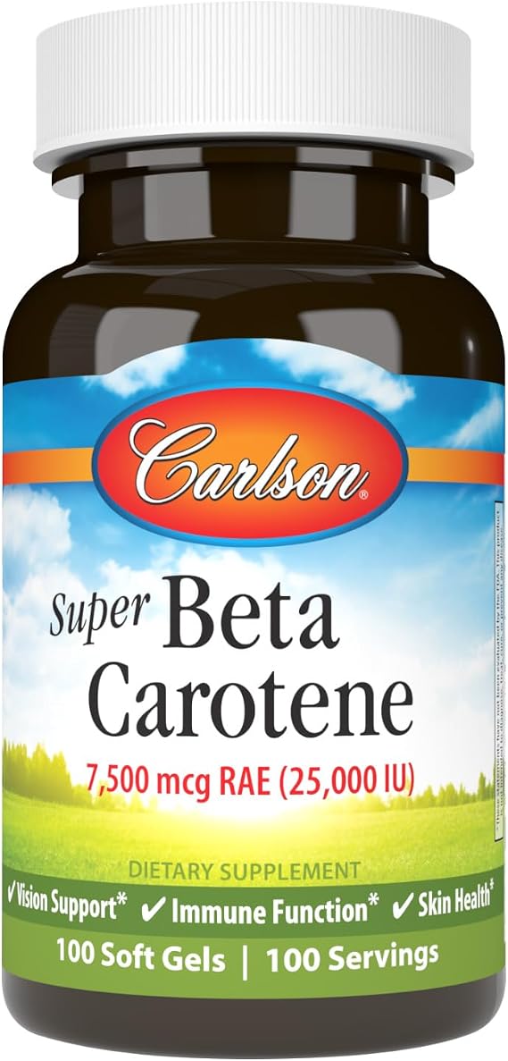 Carlson Super Beta Carotene, 25000 IU (15 mg), Vision Health, 100 Softgels