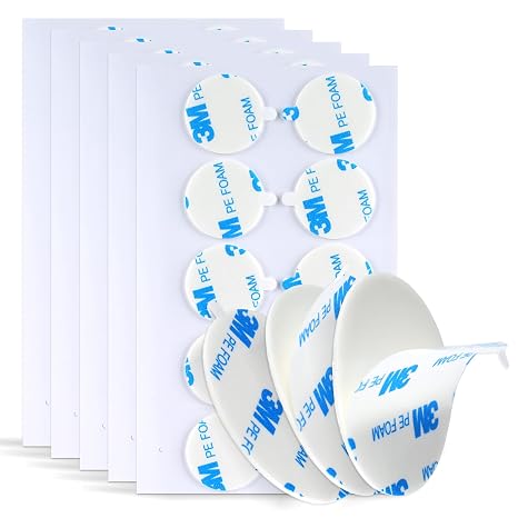 3M Round Double Sided Adhesive Dia. 1'' 50 Pcs Waterproof Removable