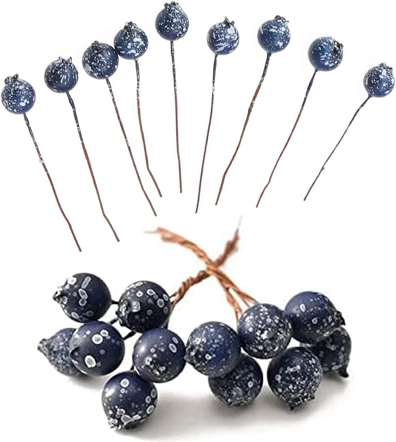 30Pcs Artificial Blueberry Flowers Beautiful Lifelike Fabric Blueberry Blue Artificial Delicate Berries Fake Fruits Bouquet Plastic Flowers for Home Wedding Decoration