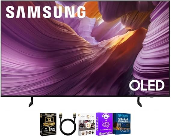 Samsung 65 Inch Class S85F Series 4K OLED Vision AI Smart Tizen TV HDR Dolby Atmos WiFi HDMI Gaming TV Bundle with High Speed Cable Streaming Package and 12 Month CPS Protection Plan