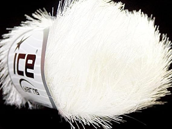 Optical White Eyelash Yarn Ice Bright, Bright Solid White Fun Fur 22744 82 Yards