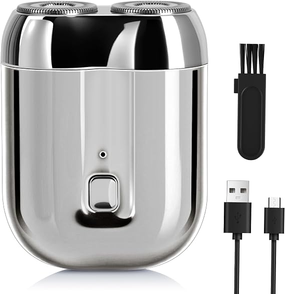 2026 New mini Electric Shaver for Men, Upgrade Pocket Dual Head Shaver. | Portable razor for men, Rechargeable Waterproof Compact travel electric razor, USB close battery shavers (Silver)