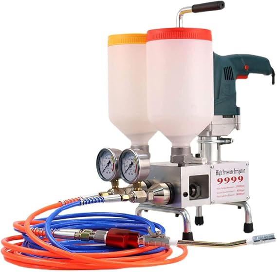 High Pressure Double Liquid Type Grouting Machine, 1100W Polyammonium/Epoxy Resin Grouting Injection Pump Machine Waterproof Concrete Cracks Repair,Green