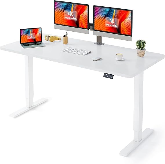 MAIDeSITe Electric Standing Desk - Height Adjustable Sit Stand Desk with 160 * 80 * 2.5cm Desktop for Home Office