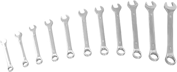 Performance Tool W1062 11-Piece Metric Combination Wrench Set | Fully polished chrome vanadium steel. Includes handy storage rack. Metric sizes 9mm to 19mm. Open and box ends