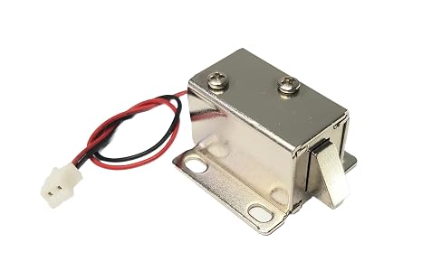 12V Electric Solenoid Lock Fail-Unlocked Cabinet Door Lock, Normally Open, Mini Latch Lock for Drawers, Lockers, Access Control, DIY Projects (DC 12V, Metal Tongue, Auto Return Spring)