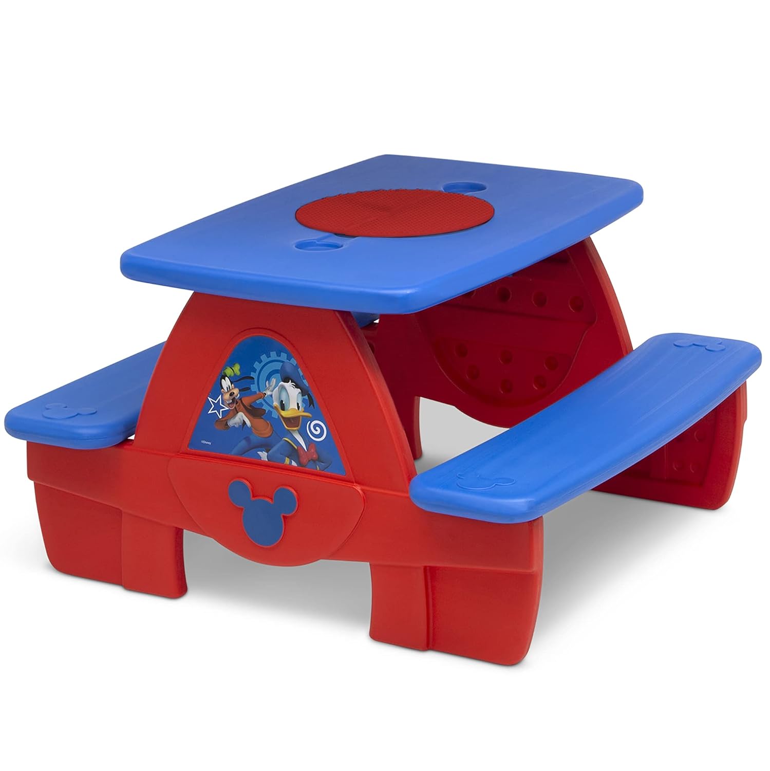 Disney Mickey Mouse 4 Seat Activity Picnic Table with Lego Compatible Tabletop by Delta Children