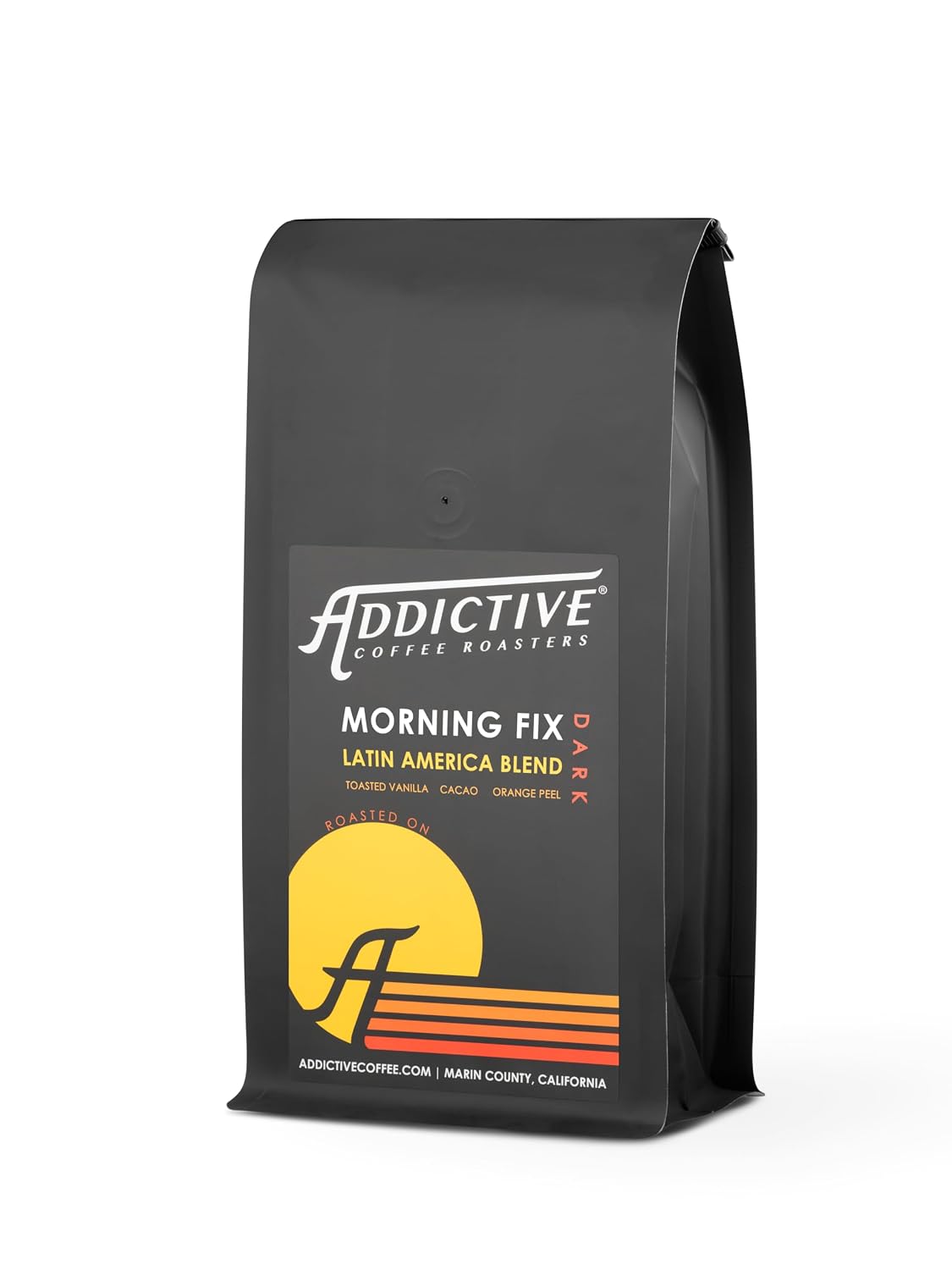Addictive Coffee Roasters Morning Fix Blend - Whole Bean Coffee Dark Roast Latin America Blend With Hints of Cacao, Orange Peel & Toasted Vanilla - 2lb Bag of Dark Roast Coffee Beans