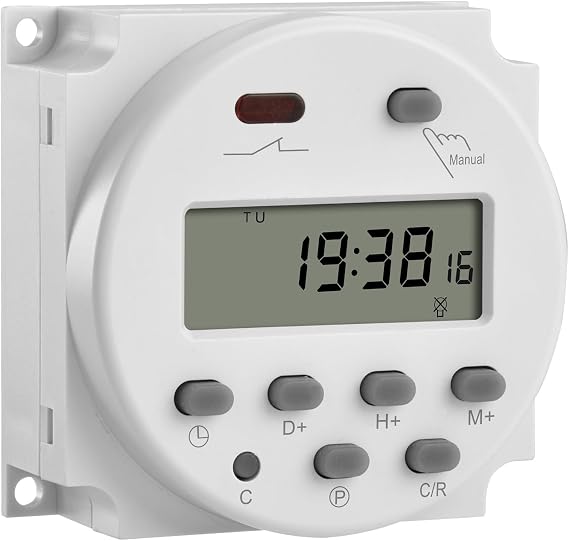 Heschen Digital LCD Power Weekly Programmable Timer Relay Switch, CN101A, DC12V 16Amp, SPST