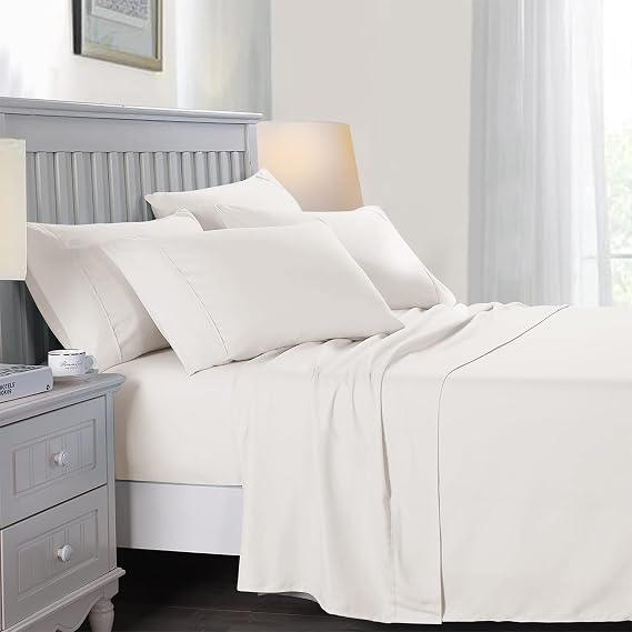 Imperial Rooms Single Flat Sheet 200 Thread Count 100% Egyptian Cotton Soft Bed Top Sheets Hotel Quality Cream Flat Sheets Breathable and Fade Resistant