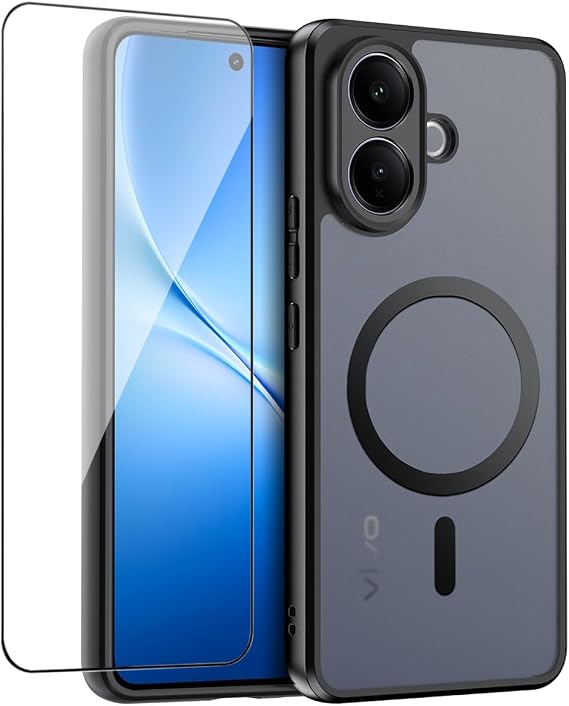 QUIETIP Magnetic Case for vivo V60 Lite & vivo V70 Lite & vivo T5 Pro with Screen Protector,Compatible with MagSafe Black