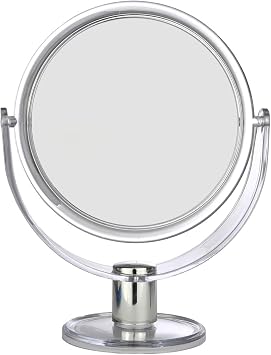 BNYD Vanity Makeup Mirror with Stand Double Sided 1X/2X Magnification, 360 Swivel Desk Mirror, Portable Tabletop Magnifying Mirror for Bathroom, Bedroom, or Travel