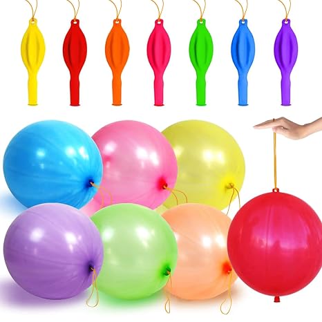 LEEZZIZZ 41Pcs Punch Balloons, Thickened Neon Punching Balloon Heavy Duty with Rubber Band Handle Birthday Party Favors for Kids Weddings Goodie Bag Supply