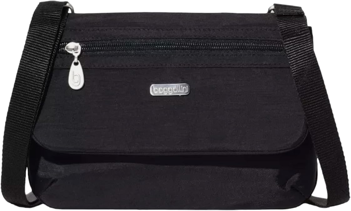Baggallini Flap 2 It East-West Crossbody Bag (Black)